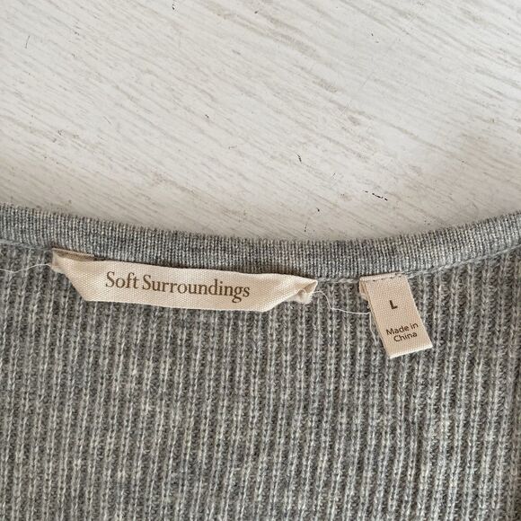 Soft Surroundings Womens V Neck Sweater Large Pullover Wool Alpaca Blend Gray - Picture 11 of 12